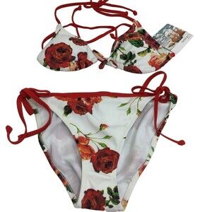 Seekers Australia Rose Print Halter Neck Two-Piece Bikini Swimsuit M NWT A83003
